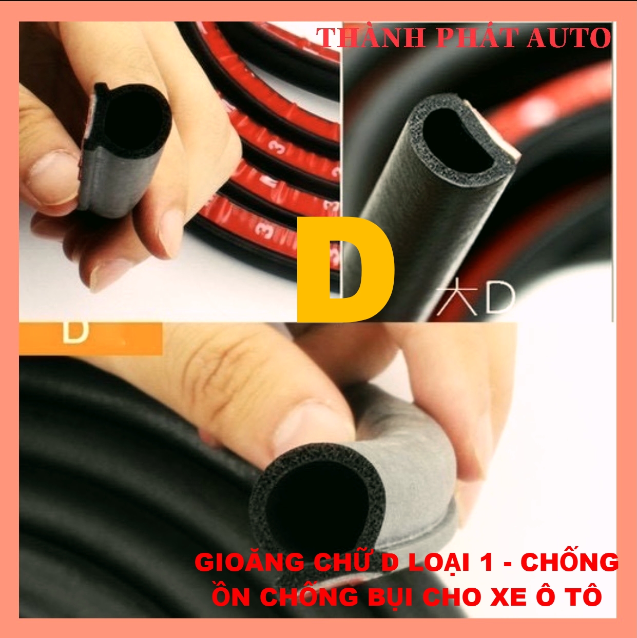 [TẶNG KÈM TRỢ DÍNH]Gioăng Cao Su chữ D chống bụi chống ồn cho xe hơi ô tô loại tốt dài 5 Mét và 10 Mét