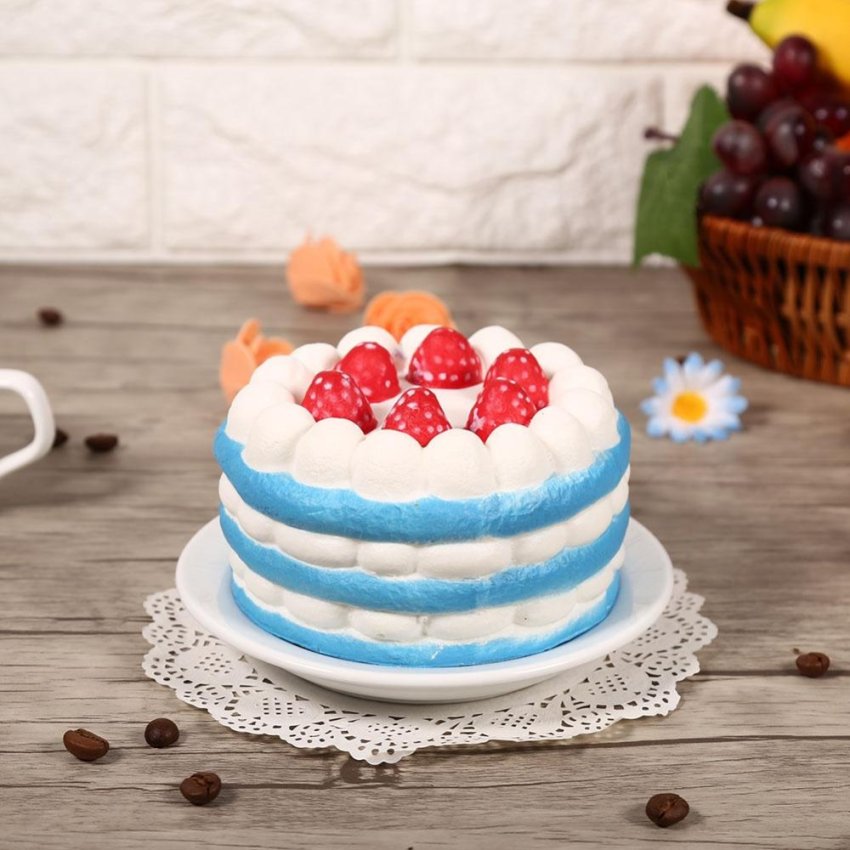 Hình ảnh 11.5cm Lovely Squishy Strawberry Cake Kids Toy Decoration (Blue) - intl