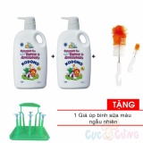 2 chai Nước rửa bình sữa Kodomo 750ml + cọ rửa bình sữa Tặng 1 giá úp bình sữa - nuoc rua binh sua