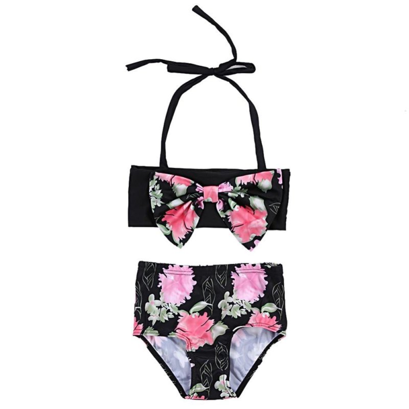 Nơi bán 2pcs Summer Kids Girls Floral Printed Bow Bikini Bandage Swimsuit - intl
