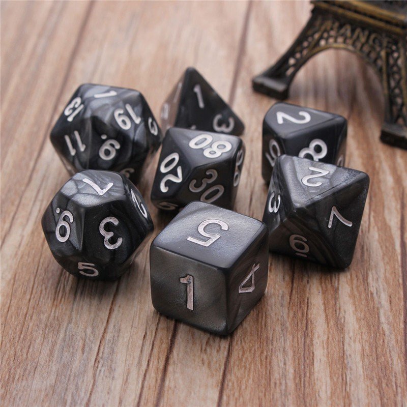 Hình ảnh Autoleader 7pcs/set D4-D20 Multi Sides Dice TRPG Games Dungeons & Dragons Opaque Pop Black - intl