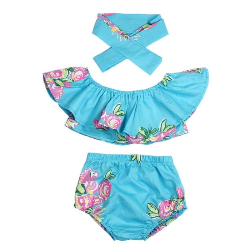 Nơi bán Baby Girl Off Shoulder Floral Ruffle Romper Shorts Sunsuit - intl