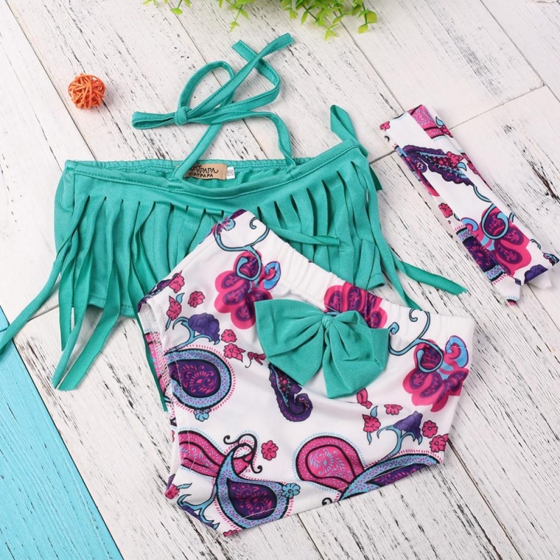 Nơi bán Bestprice-Newborn Baby Girls Swimming Tassel Swimwear Swimsuit Beach Clothes Bikini Sets - intl