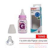 Bình sữa Pigeon nhựa PP cổ thường cao cấp GIRL 120ml TẶNG 1 ty thay binh sua (phiên bản mới)