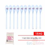 Bộ 10 Muỗng cho bé tập ăn cán dài nhựa  Tặng 1 bịch tăm bông đầu nhỏ cho bé Cục Cưng - muong thia tap an dam cho be