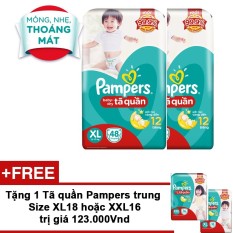 Bộ 2 Gói Tã Quần Pampers Jumbo XL48 + Tặng 1 Tã Quần Pampers Trung Size XL18 hoặc XXL16 Trị Giá 123.000Vnd   Lazada