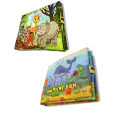Bộ 2 sách vải cho bé chơi mà học Pipo - Sinh vật biển và động vật ăn cỏ
