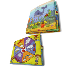 Bộ 2 sách vải cho bé chơi mà học Pipo - Sinh vật biển và thời tiết