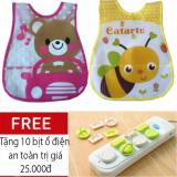 Bộ 3 yếm ăn dặm chỉ huy blw + tặng 10 nút ổ điện an toàn cho bé