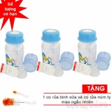 Bộ 3 bình trữ sữa có kèm núm ty và van chống sặc 140ml họa tiết ngẫu nhiên TẶNG 1 cọ rửa bình sữa và cọ rửa núm ty màu ngẫu nhiên