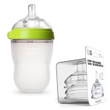 Bộ bình sữa Comotomo 250ml Xanh và 2 núm ty thay thế dòng chảy nhanh
