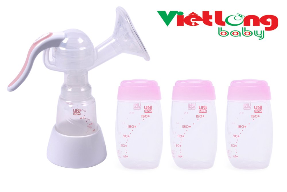 Bộ máy hút sữa bằng tay mezzo unimom um880052 + bộ 3 bình trữ sữa mẹ unimom um880045 150ml