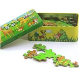 Bộ tranh ghép hình Vườn thú vui nhộn 60 miếng bằng gỗ, đựng trong hộp thiếc