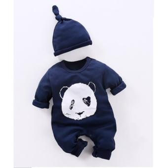 Bodysuit Gấu Panda ngu ngơ kèm nón tinh nghịch cho bé con 0-3 và 3-6 tháng  
