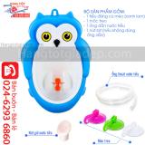 Bồn tiểu đứng bé trai mini treo tường có ống thoát hình chim cú - xanh lam