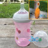 Combo 1 bình sữa avent natural 260ml hoa văn màu hồng + bình thìa fisher price free bpa