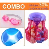 COMBO Áo phao bơi đỡ cổ CÔNG CHÚA + Kính bơi + Mũ bơi bể bơi hồ bơi phao bơi áo phao bơi