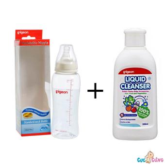 Combo Bình sữa Pigeon Streamline 250ml + Nước rửa bình sữa chai Pigeon 200ml
