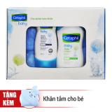 Combo sữa tắm gội toàn thân và sữa dưỡng da cetaphil baby - tặng kèm khăn tắm cho bé