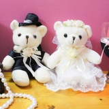 [HCM]GẤU BÔNG CẶP ĐÔI CÔ DÂU CHÚ RỂ TRẮNG (17cm)