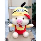 Gấu bông lợn nón minion cao 40cm đỏ