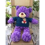 Gấu bông teddy cao cấp khổ vải 80cm dài 60cm màu tím