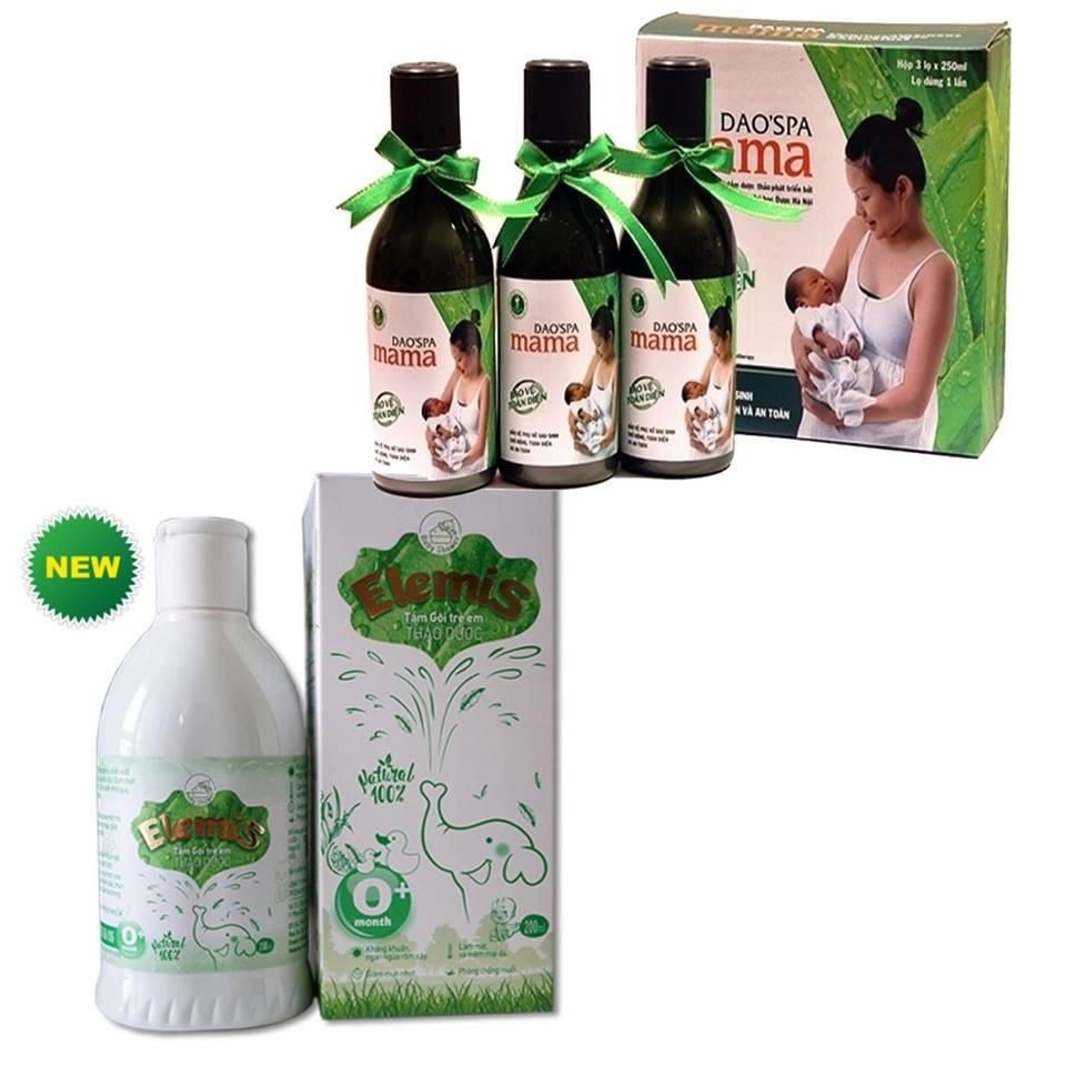 Hộp 3 chai dung dịch xông tắm Dao'spa Mama 250mlx3 Và Nước tắm thảo dược cho trẻ sơ sinh và trẻ nhỏ ELEMIS