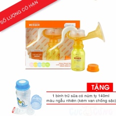 Máy hút sữa WESSER bằng tay Tặng 1 bình trữ sữa 140ml có núm ty kèm van chống sặc màu ngẫu nhiên - may hut sua