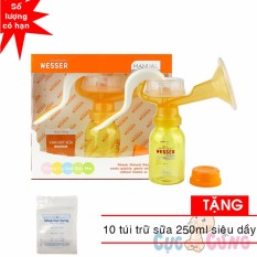 Máy hút sữa wesser bằng tay tặng 10 túi trữ sữa siêu dầy 250ml shop cục cưng