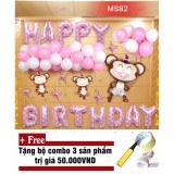 Set bóng trang trí sinh nhật hình khỉ hồng cho bé MS82