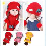 Set khăn+ mũ len tóc giả siêu cute