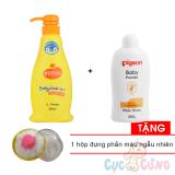 Sữa tắm gội Wesser 500ml - Cam + Phấn thơm Pigeon cho bé 200g Tặng 1 Hộp đựng phấn rôm màu ngẫu nhiên - sua tam goi