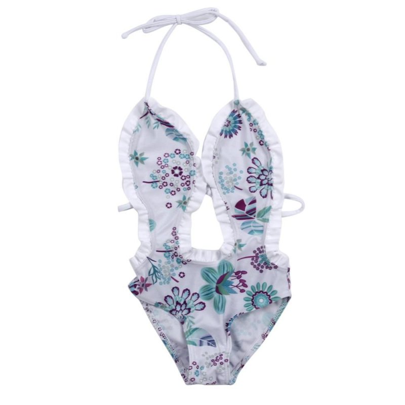 Nơi bán Summer Baby Girl One Pieces Floral Printed Ruffled Swimsuit Bathing Suit - intl