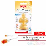 Ty bình sữa Nuk cao su cổ rộng size 2M- 2 cái/vỹ - Tặng 1 cọ rửa bình sữa và cọ rửa núm ty