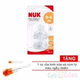Ty bình sữa Nuk cổ rộng Silicone size 1M - 2 cái/vỹ - Tặng 1 cọ rửa bình sữa và cọ rửa núm ty