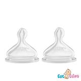 Ty bình sữa Nuk cổ rộng Silicone size 2M - 2 cái/vỹ - num vu thay binh sua co rong