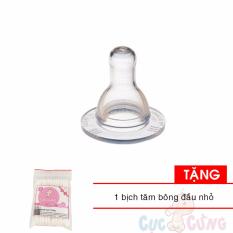 Ty bình sữa Pigeon Silicone cổ thường size M - đơn Tặng 1 bịch tăm bông đầu nhỏ