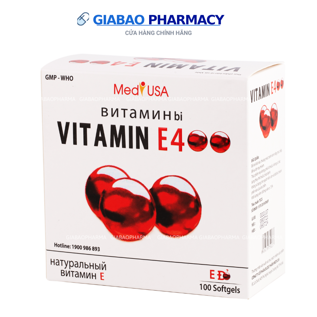 Viên Uống đẹp da Vitamin E Đỏ 4000mcg, Aloe vera 500mg chống lão hóa - Hộp 100 viên chống lão hóa da