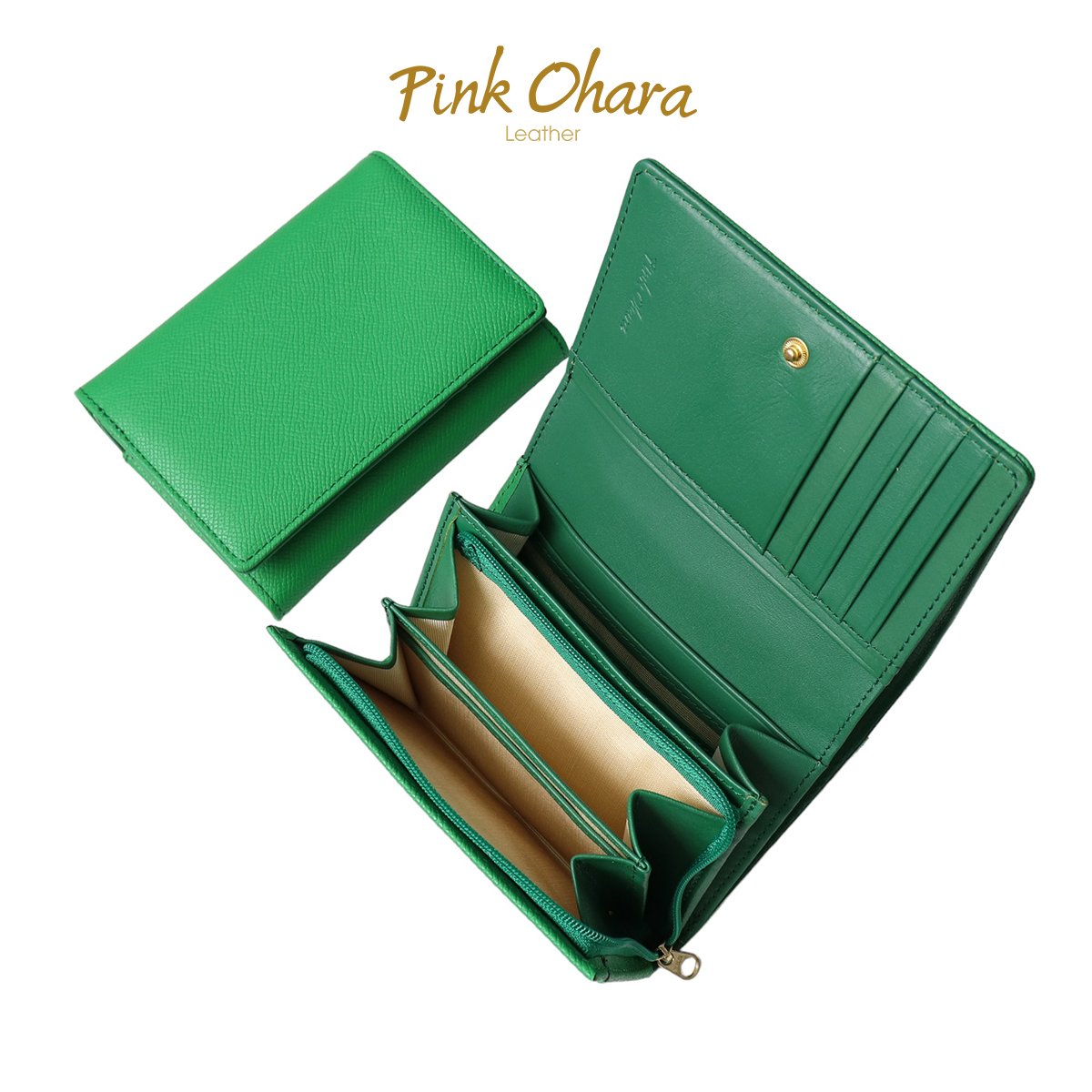 Ví nữ gấp nhiều ngăn pink ohara da bò thật vừa gplx cũ, thẻ bhyt