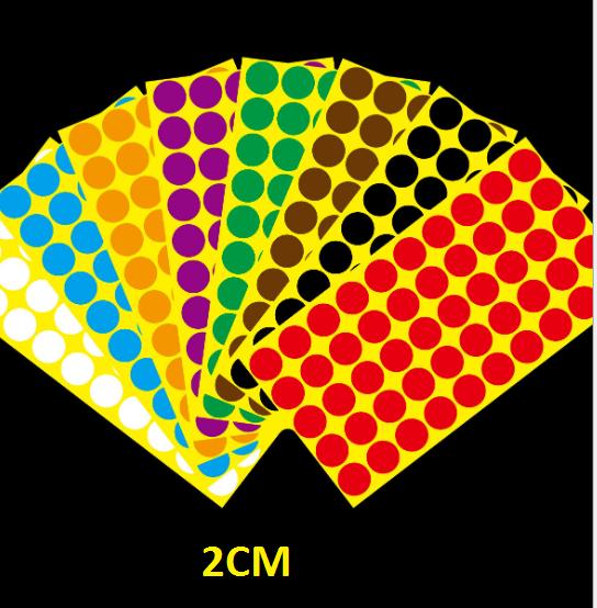 500 Tem màu dán tròn 2cm giấy nhiều màu, tem đánh dấu theo loại, tem dán hộp sản phẩm, tem nhãn