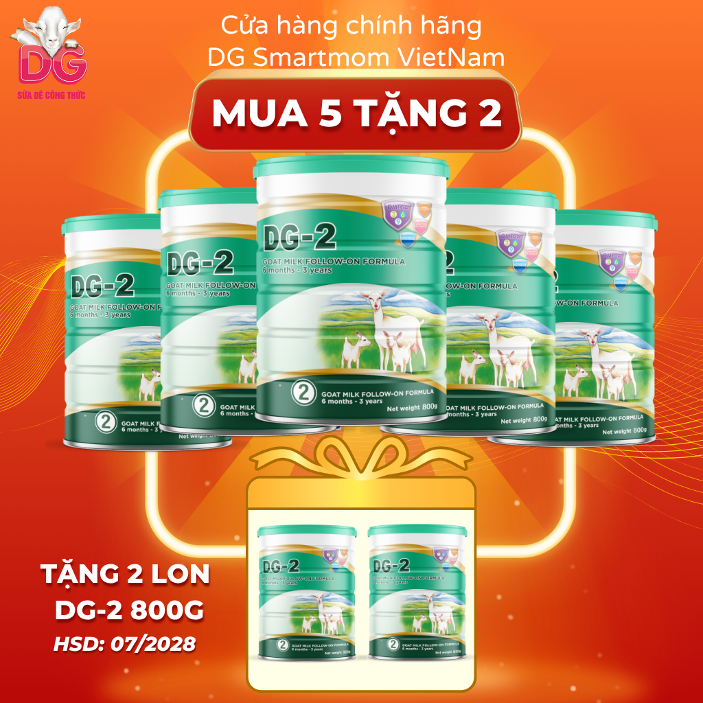 [MUA 5 TẶNG 3+ Quạt+Ly]  CB 05 LON SỮA DÊ CÔNG THỨC DG-2 (HSD 07/2028) + TẶNG 02 LON DG-2 (HSD 07/2028) + ĐỒ CHƠI BÁC SĨ