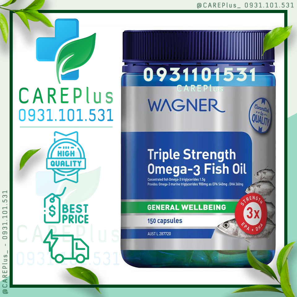 150 viên - 3000mg - dầu cá wagner triple strength omega-3 fish oil 150 capsules