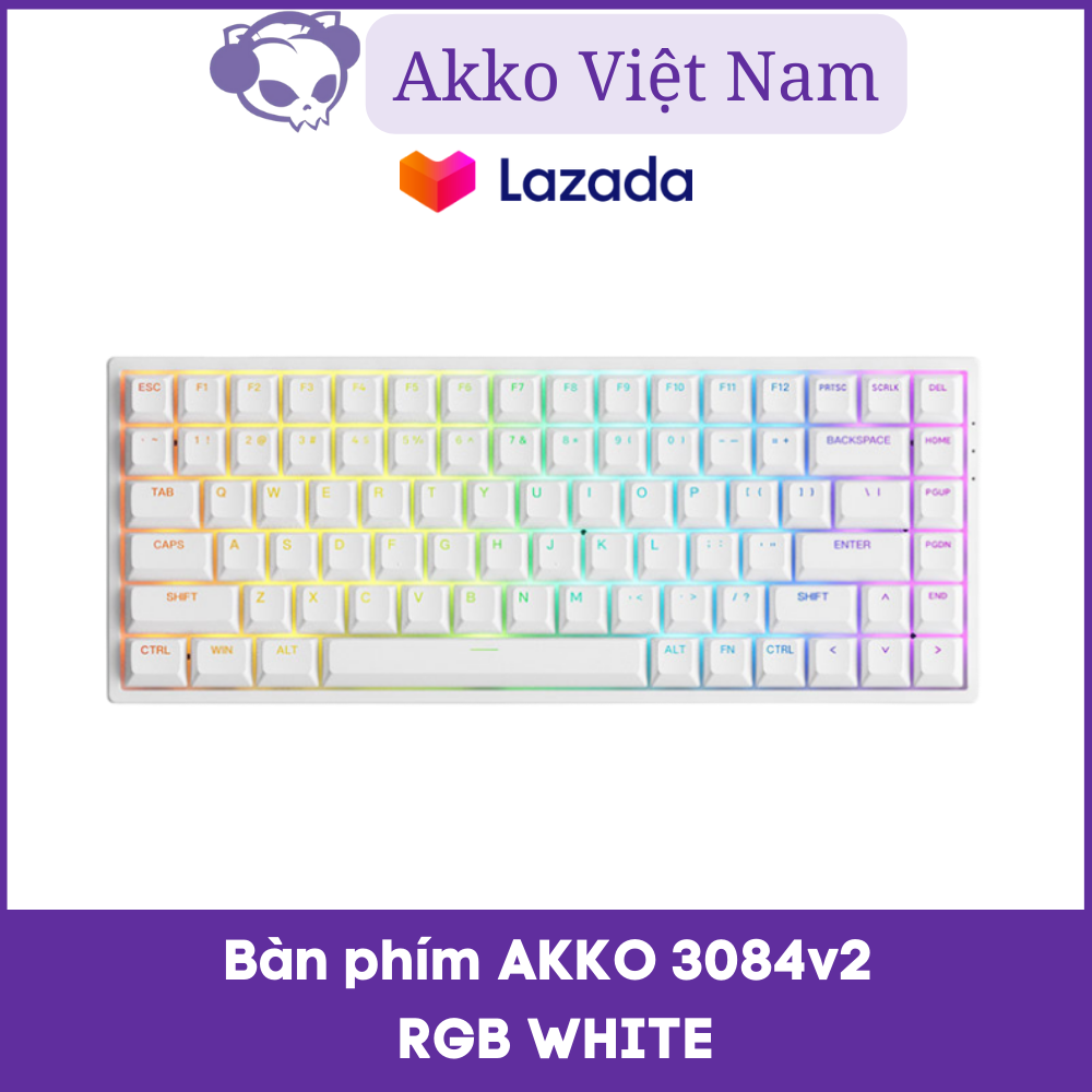 Bàn phím cơ akko 3084 v2 rgb – white