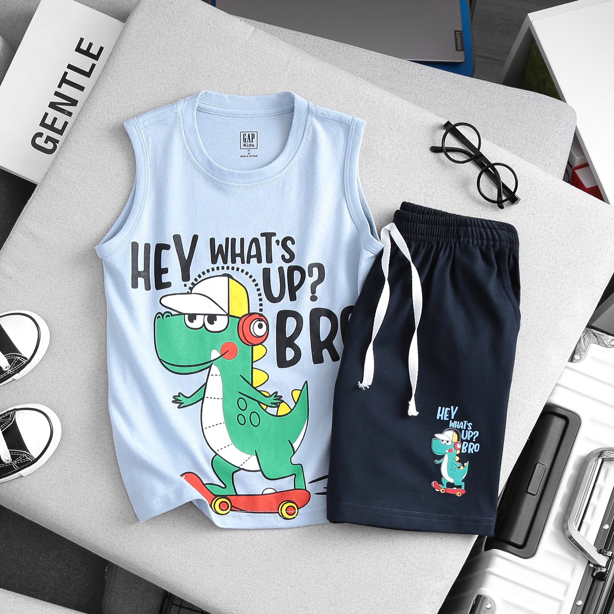 Đồ bộ bé trai size đại xuất kiểu tay sát nách thun cotton vnxk Jennie kids J507