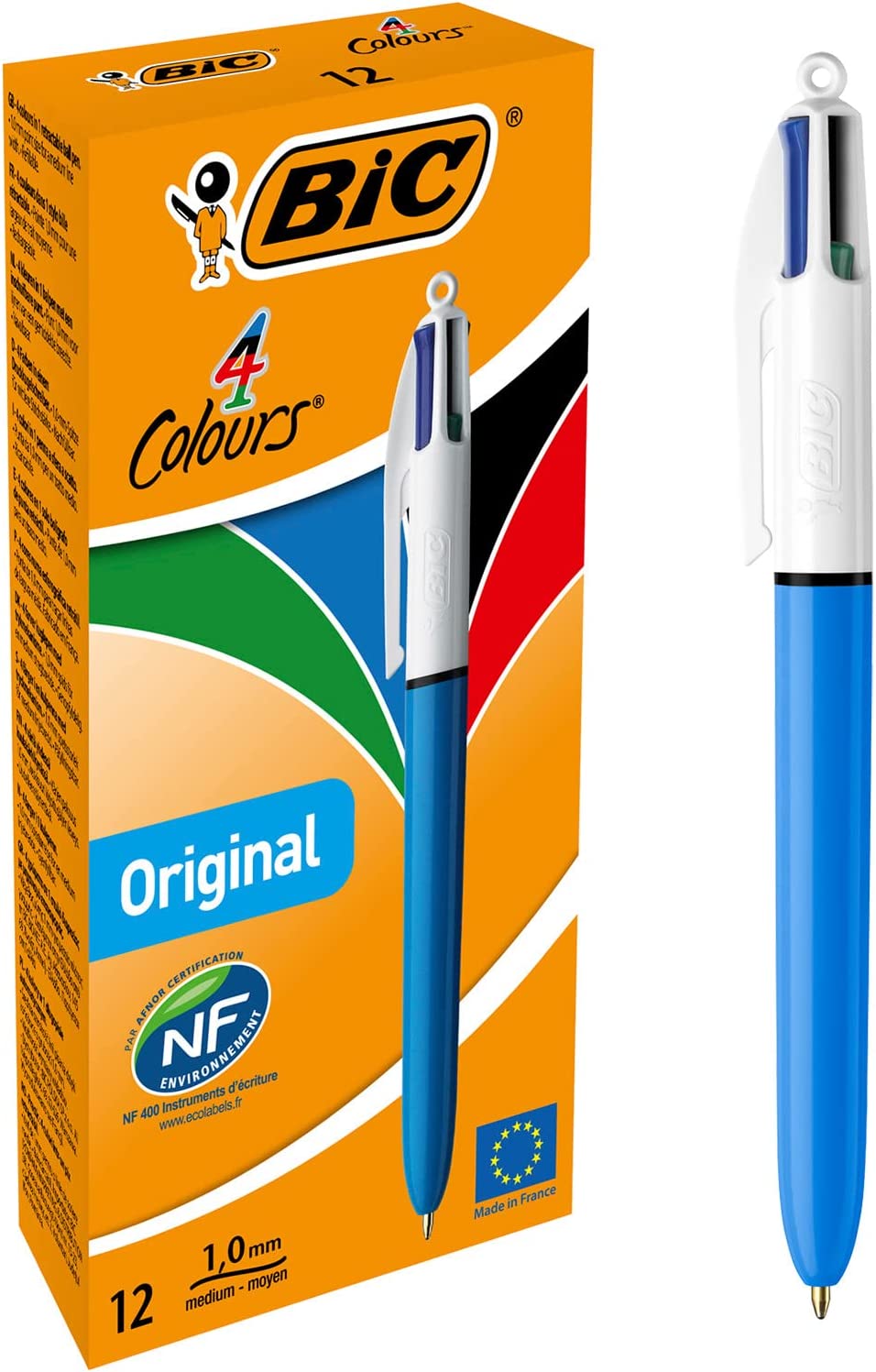 Bút bi 4 màu mực siêu nhiều BIC 4-Color Retractable Ballpoint Pen, Cỡ ngòi Medium Point , 1 cây viết