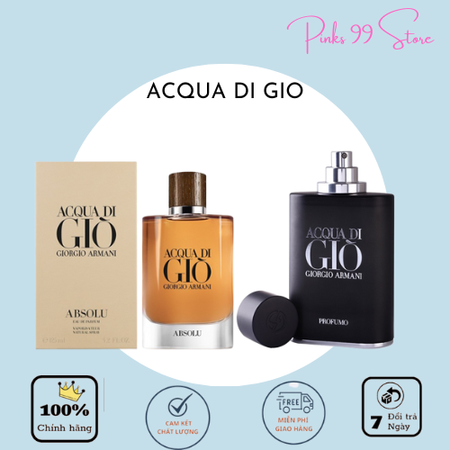 [HÀNG XÁCH TAY] Nước Hoa Nam AQUA  DI GIO100ML, ĐEN VÀ VÀNG -Nước Hoa Nam Cao Cấp Thơm Lâu Bảo hành 6 tháng[FREESHIP]