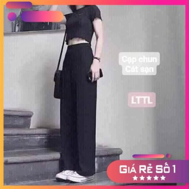 Quần ống rộng cạp cao