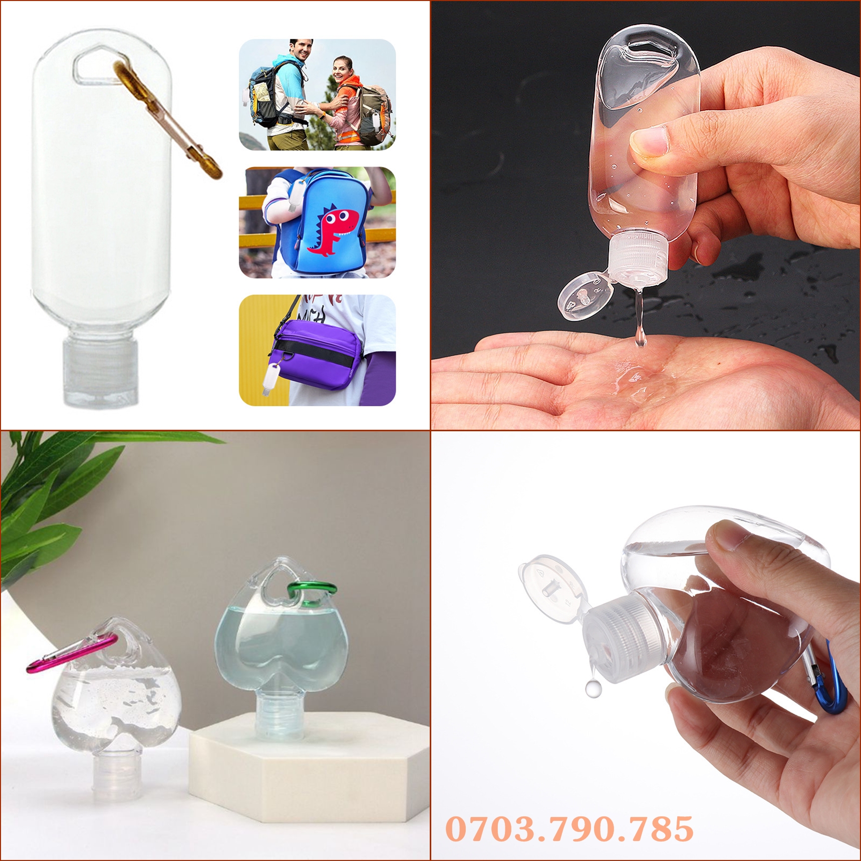 [HCM]Chai Nhựa 50ml Chiết Mỹ Phẩm Nước Rửa Tay Có móc Treo