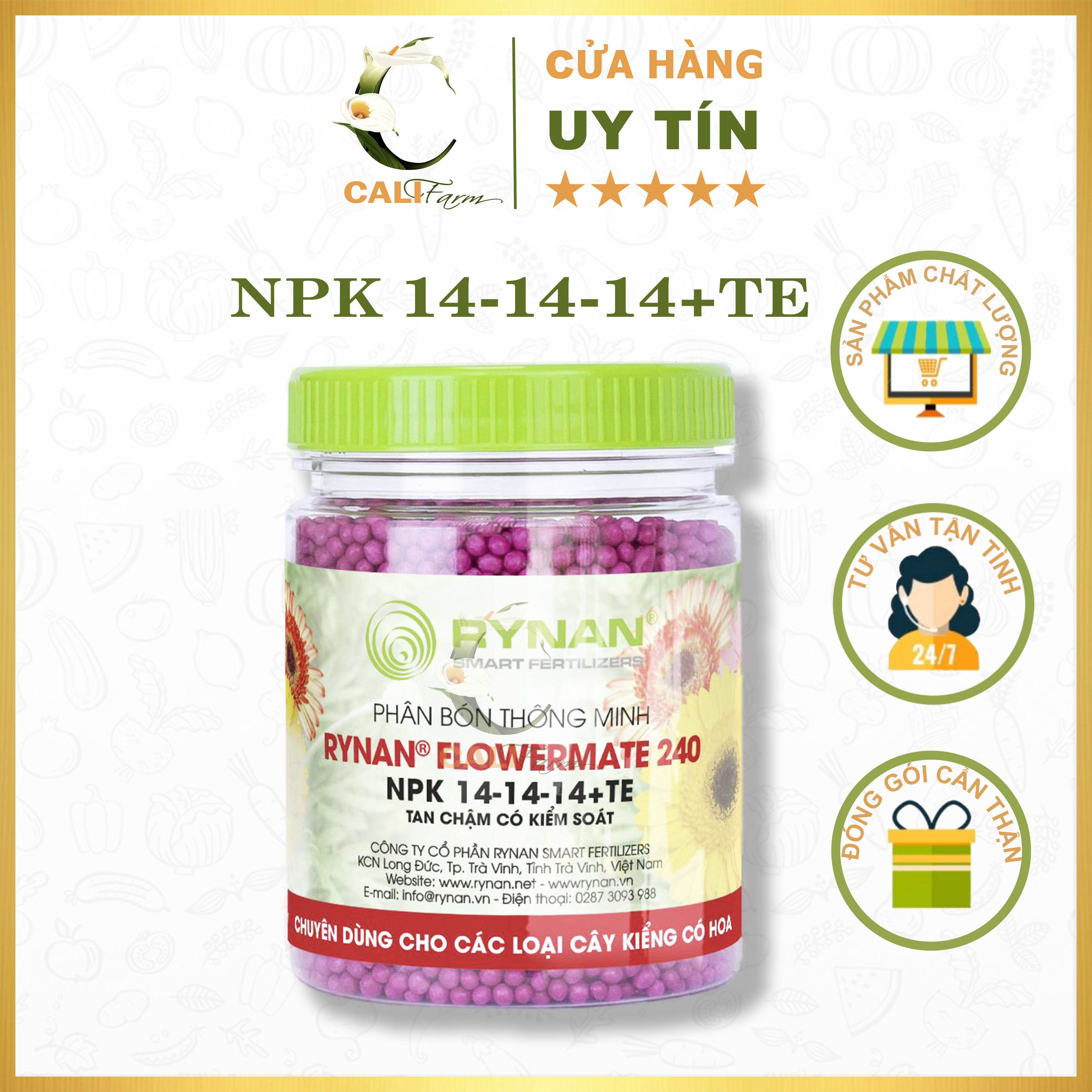Phân tan chậm Rynan Flowermate 240 chuyên dùng cho cây kiểng có hoa hũ 150g