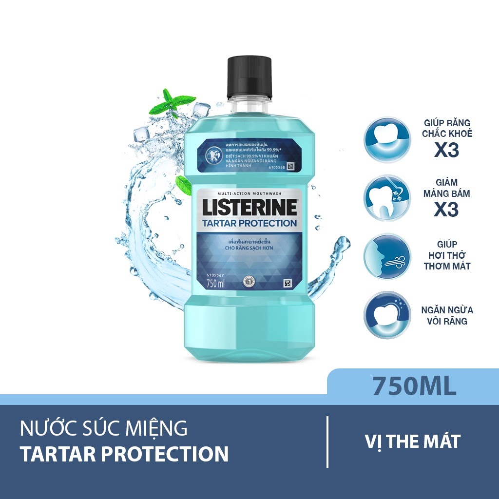 Nước súc miệng Listerine Ngừa Vôi Răng Tartar 750ml-250ml